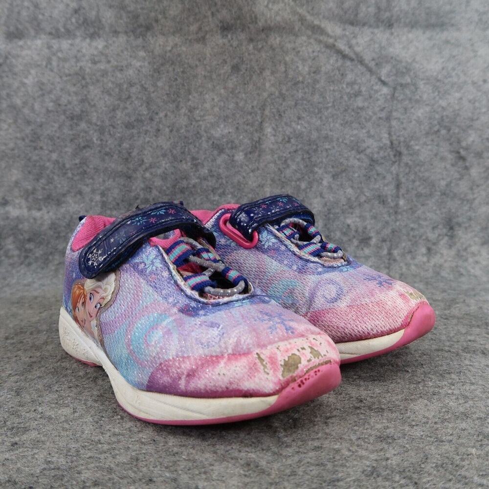 Disney Frozen Shoes Girls 8 Athletic Trainers Sneakers Anna Elsa Snowflakes Pink